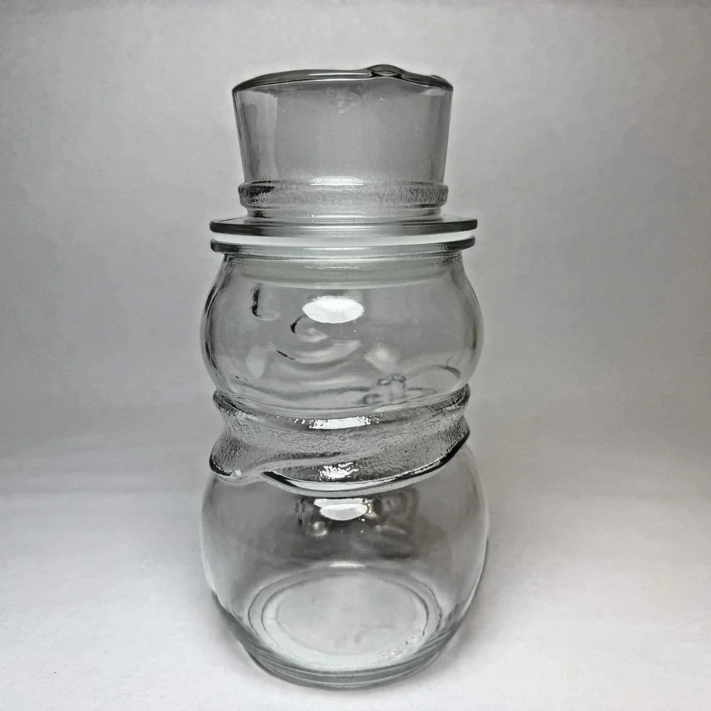 Vintage Libbey Of Canada Glass Snowman Candy Jar Canister 8